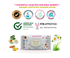 CutetotZ® Premium Organic Baby Wet Wipes | Green Seal® Certified | Pack 01 (80 Wipes)