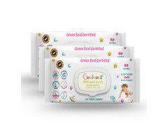 CutetotZ® Premium Organic Baby Wet Wipes | Green Seal® Certified | Pack 03 (80 Wipes)