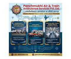 Book Panchmukhi Air and Train Ambulance with ICU Ventilator and Oxygen Support in Kolkata